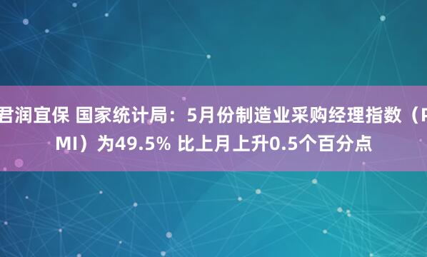 君润宜保 国家统计局：5月份制造业采购经理指数（PMI）为49.5% 比上月上升0.5个百分点